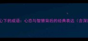 什么心下的成语心态与智慧背后的经典表达含深度