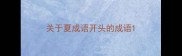 关于夏成语开头的成语