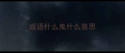 成语什么鬼什么意思