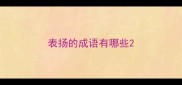 表扬的成语有哪些