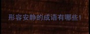 形容安静的成语有哪些