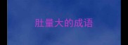 肚量大的成语