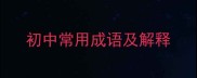 初中常用成语及解释
