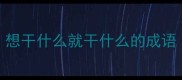想干什么就干什么的成语