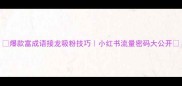爆款富成语接龙吸粉技巧小红书流量密码大公开
