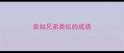 亲如兄弟类似的成语
